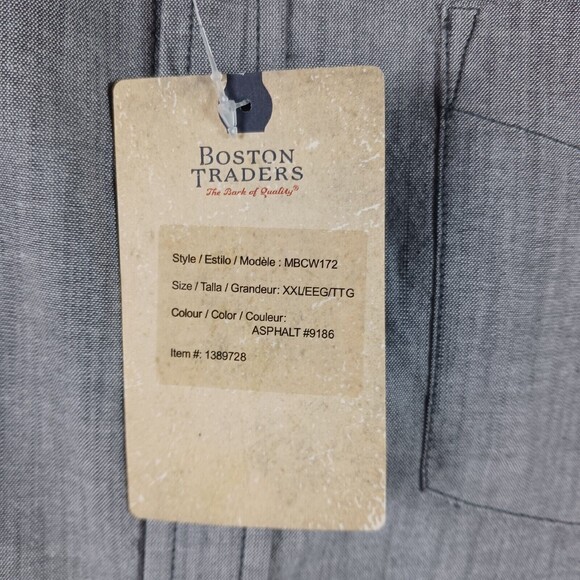 Boston Traders Men's XXL Short Sleeve Gray Button-down Shirt NEW - Picture 2 of 8